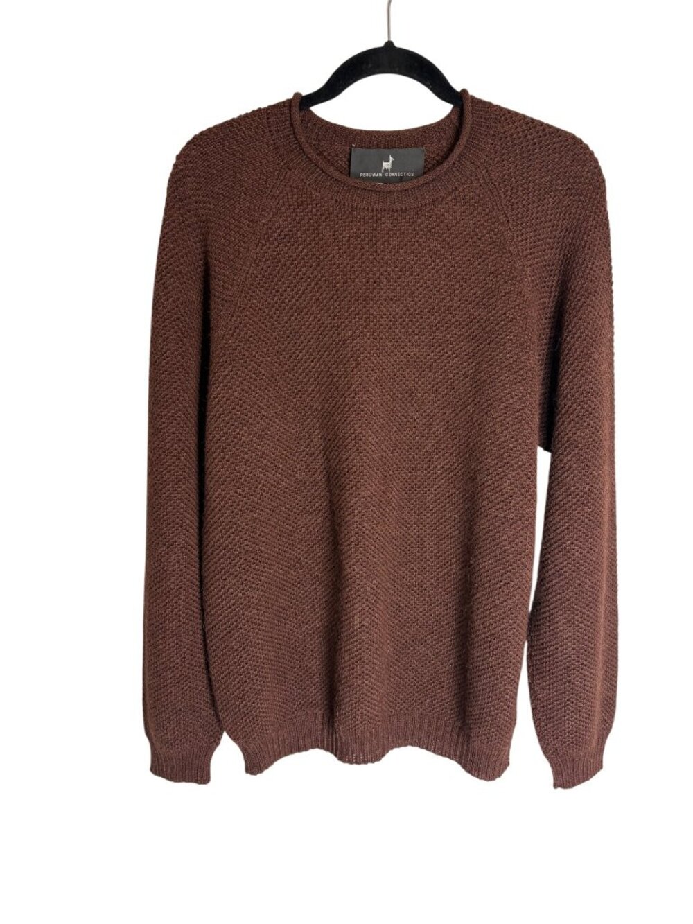 Vintage Peruvian Connection Brown Textured 100% Alpaca Sweater-sz XL